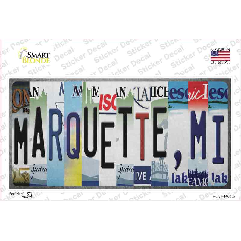Marquette MI Strip Art Novelty Sticker Decal