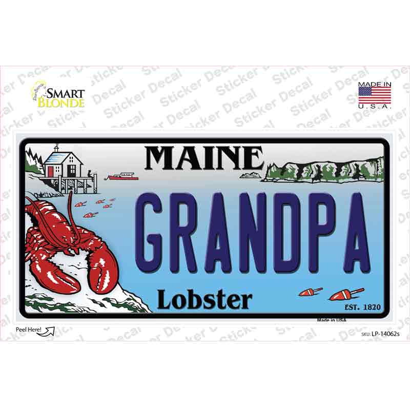 Grandpa Maine Lobster Novelty Sticker Decal