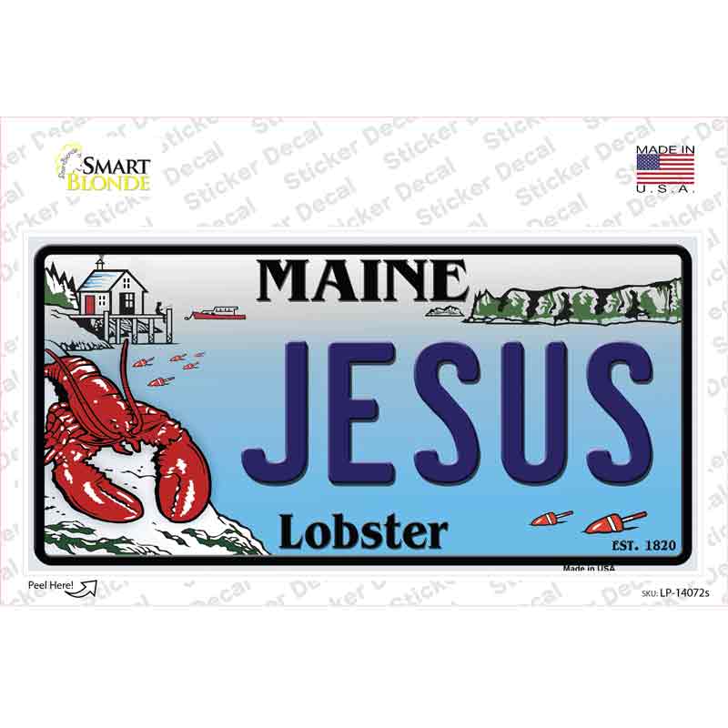 Jesus Maine Lobster Novelty Sticker Decal