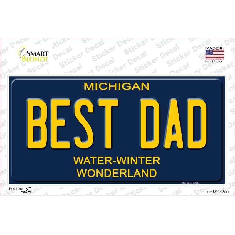 Best Dad Michigan Blue Novelty Rectangular Sticker Decal