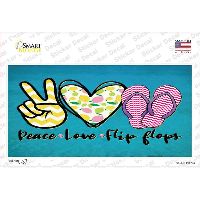 Peace Love Flip Flops Novelty Sticker Decal