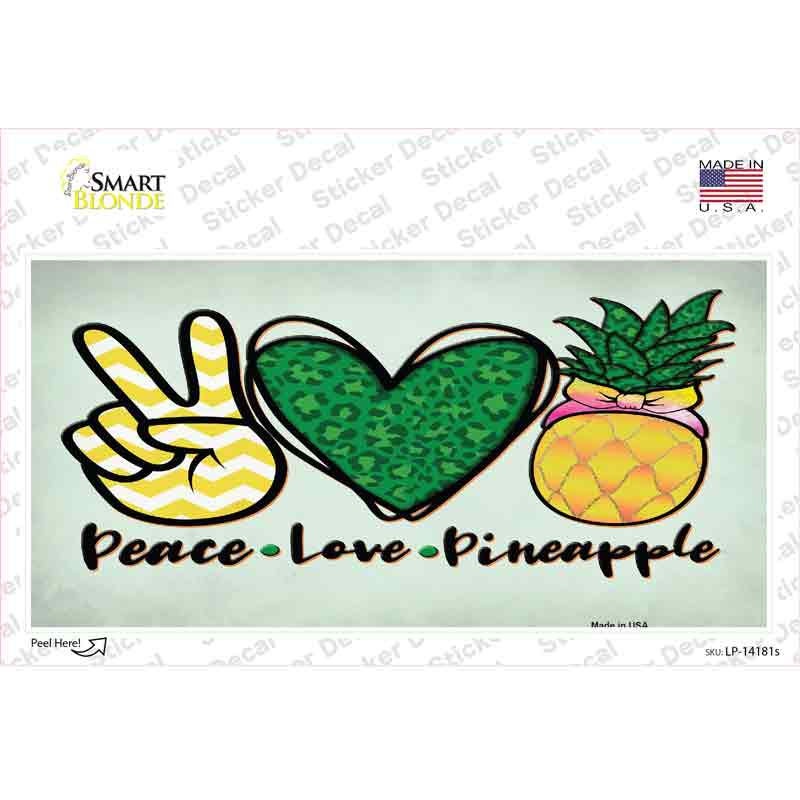 Peace Love Pineapple Novelty Sticker Decal
