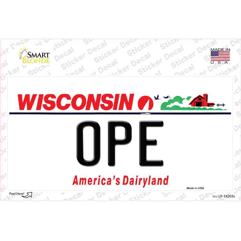 Ope Wisconsin Novelty Sticker Decal