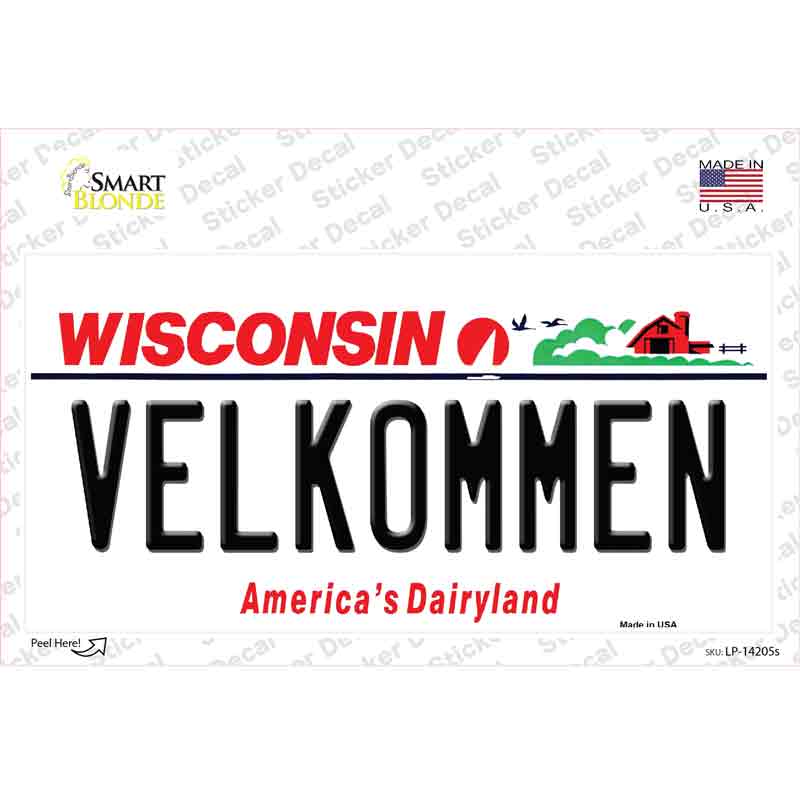 Velkommen Wisconsin Novelty Sticker Decal