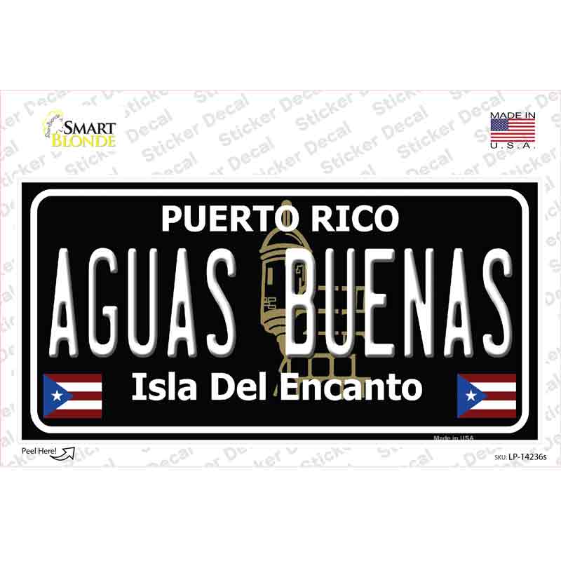 Aguas Buenas Puerto Rico Black Novelty Sticker Decal