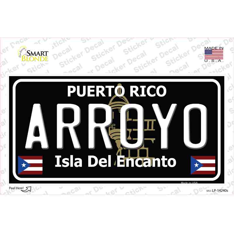 Arroyo Puerto Rico Black Novelty Sticker Decal