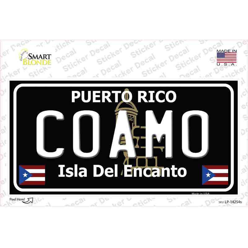 Coamo Puerto Rico Black Novelty Sticker Decal