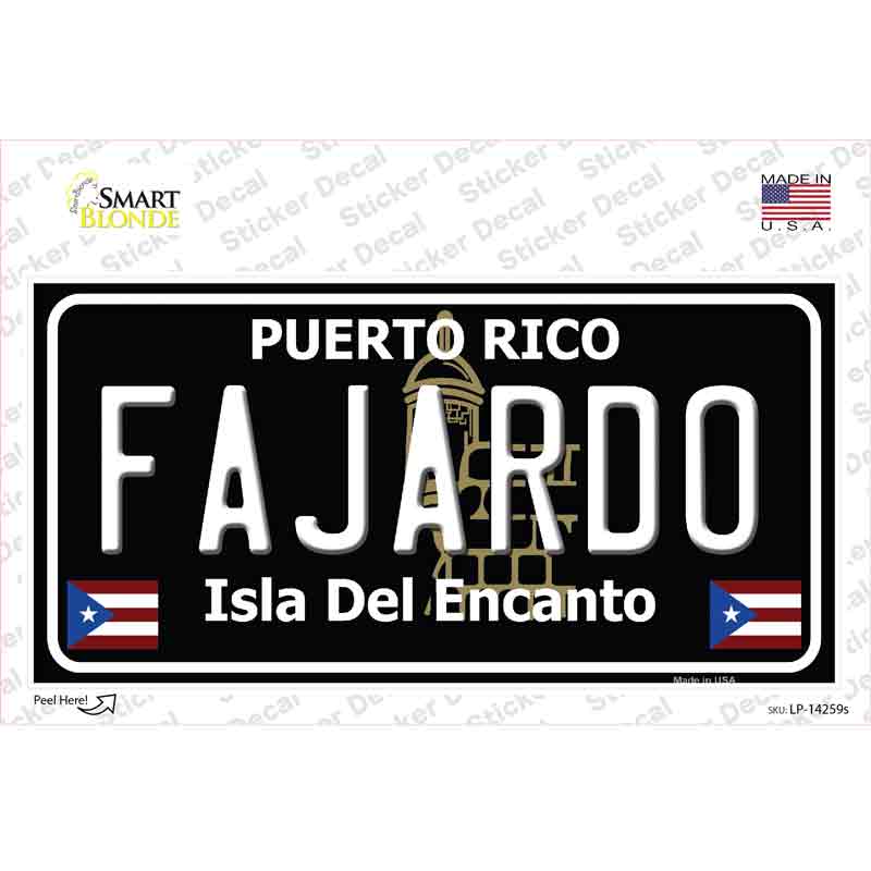 Fajardo Puerto Rico Black Novelty Sticker Decal