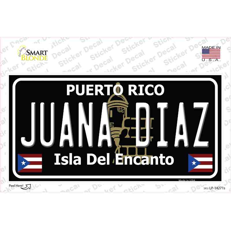 Juana Diaz Puerto Rico Black Novelty Sticker Decal