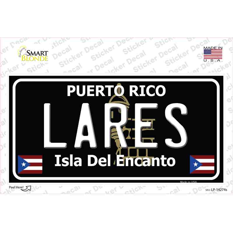 Lares Puerto Rico Black Novelty Sticker Decal