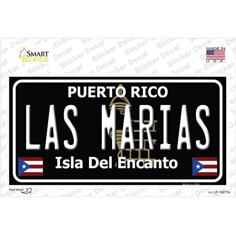 Las Marias Puerto Rico Black Novelty Sticker Decal