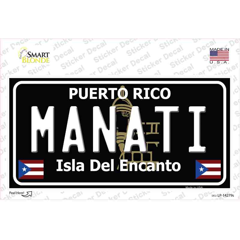 Manati Puerto Rico Black Novelty Sticker Decal