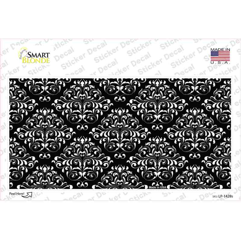Black White Damask Novelty Sticker Decal