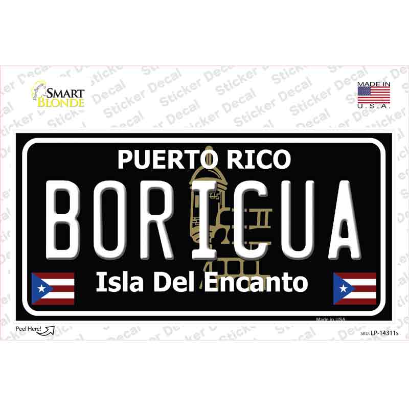 Boricua Puerto Rico Black Novelty Sticker Decal