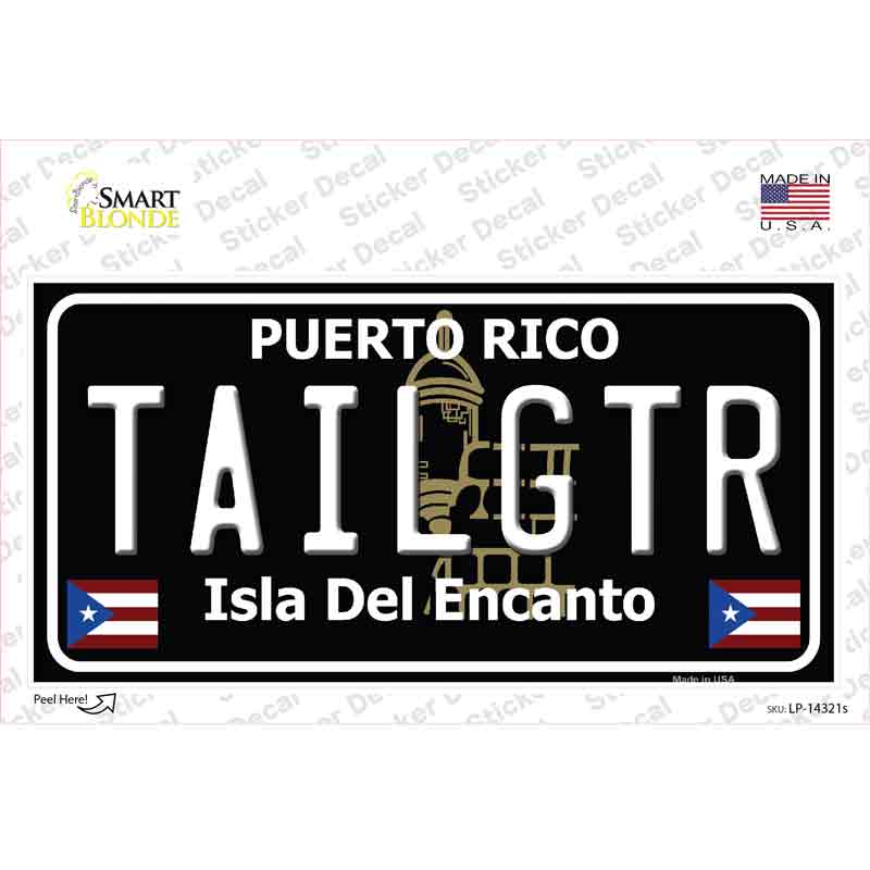 Tailgtr Puerto Rico Black Novelty Sticker Decal