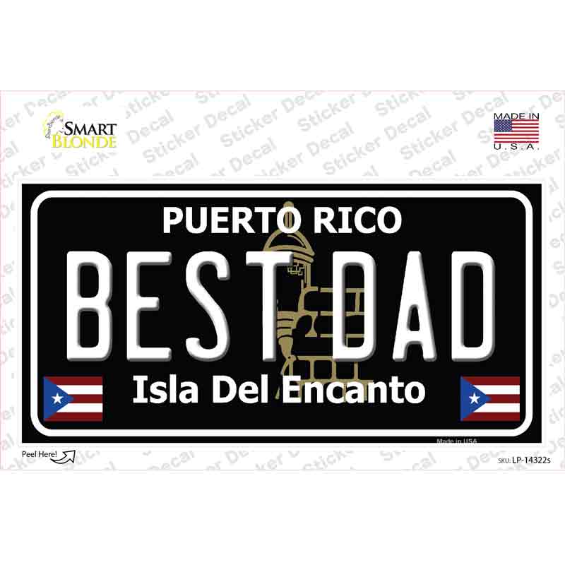 Best Dad Puerto Rico Black Novelty Sticker Decal