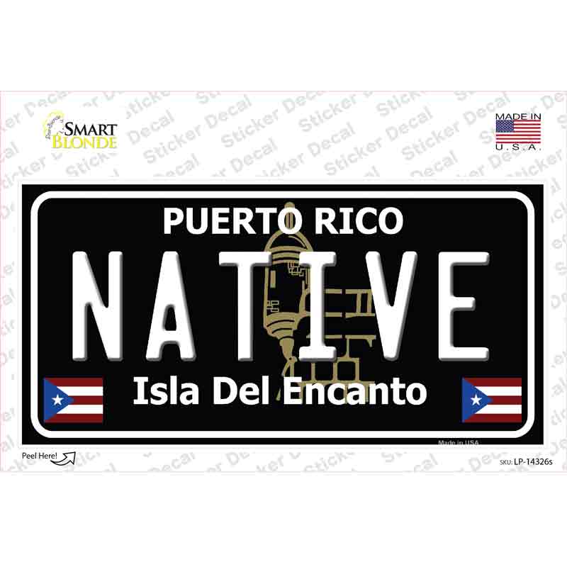 Native Puerto Rico Black Novelty Sticker Decal