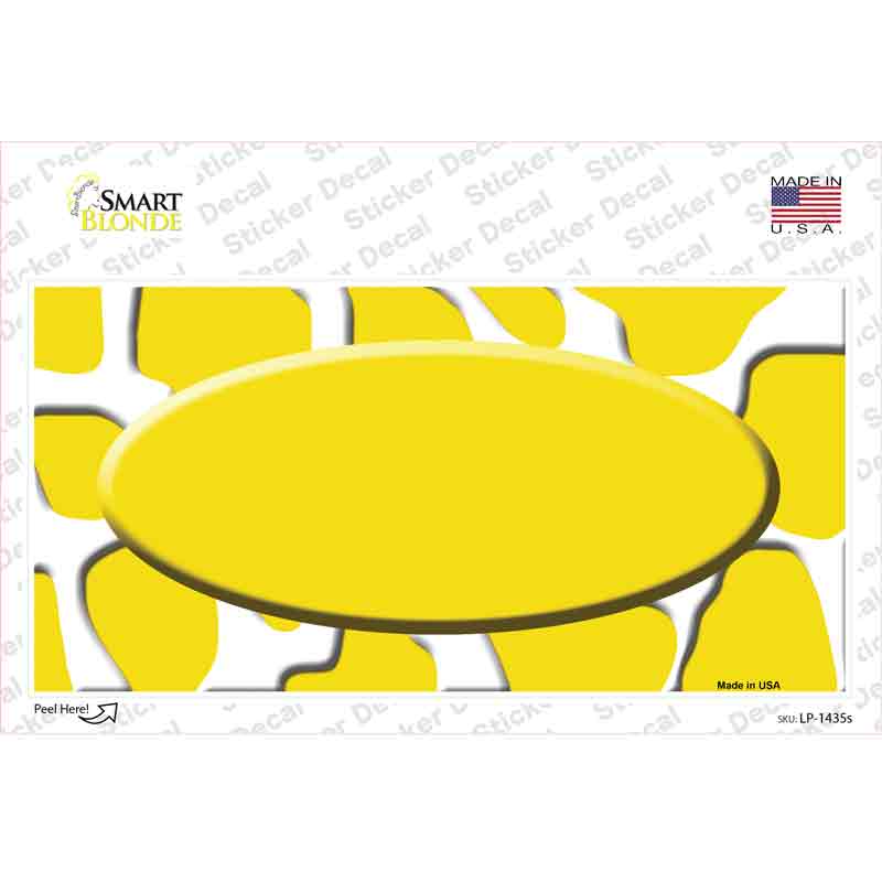 Yellow White Giraffe Yellow Center Oval Novelty Sticker Decal
