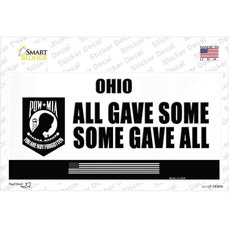 Ohio POW MIA Some Gave All Novelty Sticker Decal