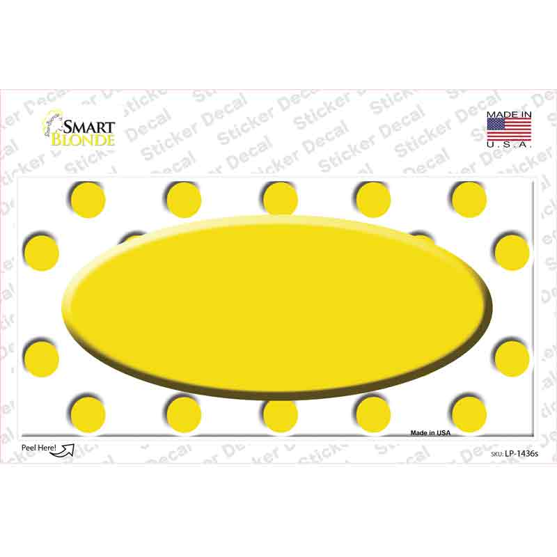 Yellow White Polka Dot Yellow Center Oval Novelty Sticker Decal