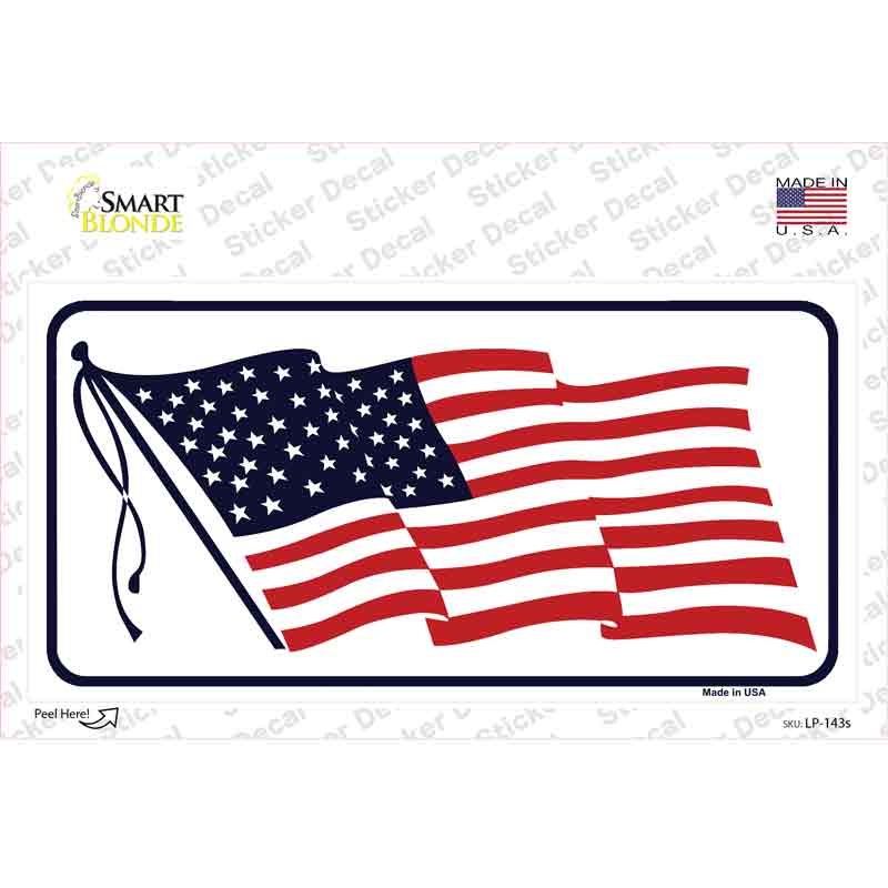 American Flag Waving White Novelty Sticker Decal