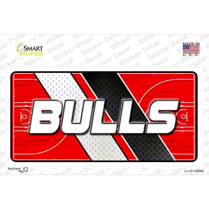 Bulls logo decal with red, black, and white design on a white background