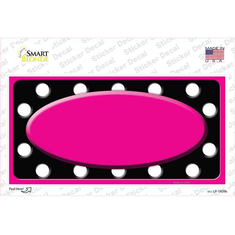 White Black Polka Dots Pink Frame And Center Oval Novelty Sticker Decal