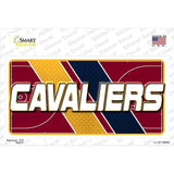Decal with 'CAVALIERS' text on a sports-themed background, featuring red, yellow, and blue colors.