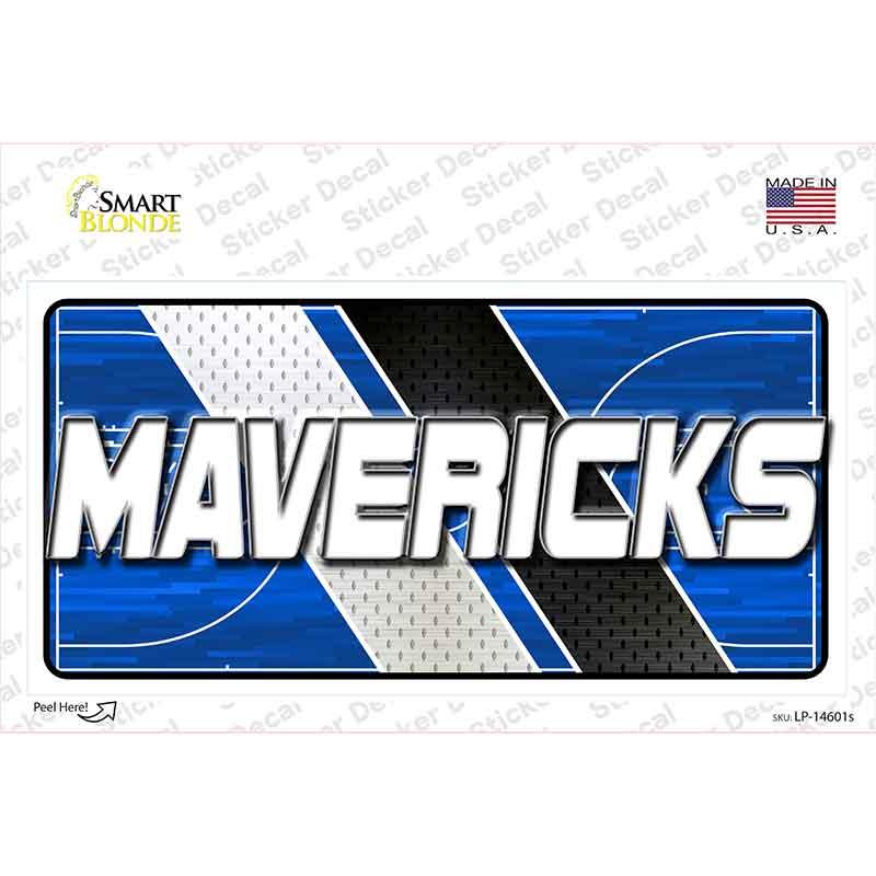 Mavericks logo decal with blue and black design on a white background
