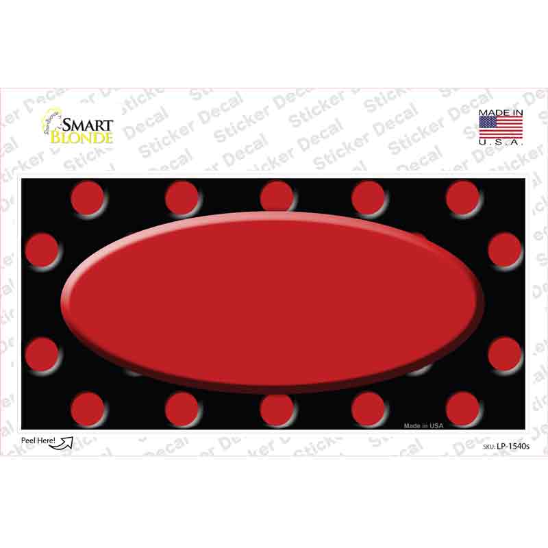 Red Black Polka Dot Red Center Oval Novelty Sticker Decal