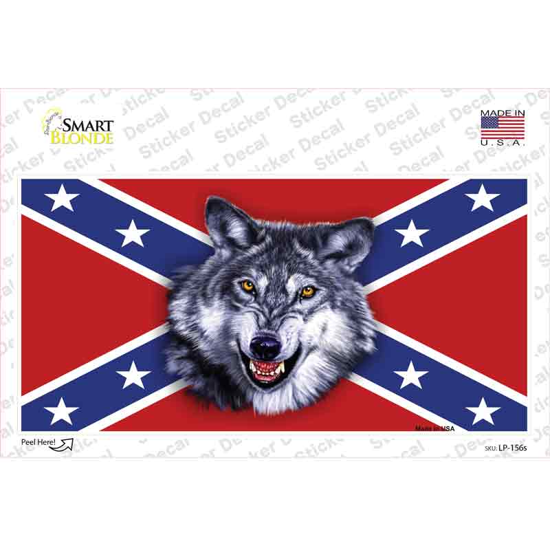 Confederate Flag Wolf Head Novelty Sticker Decal