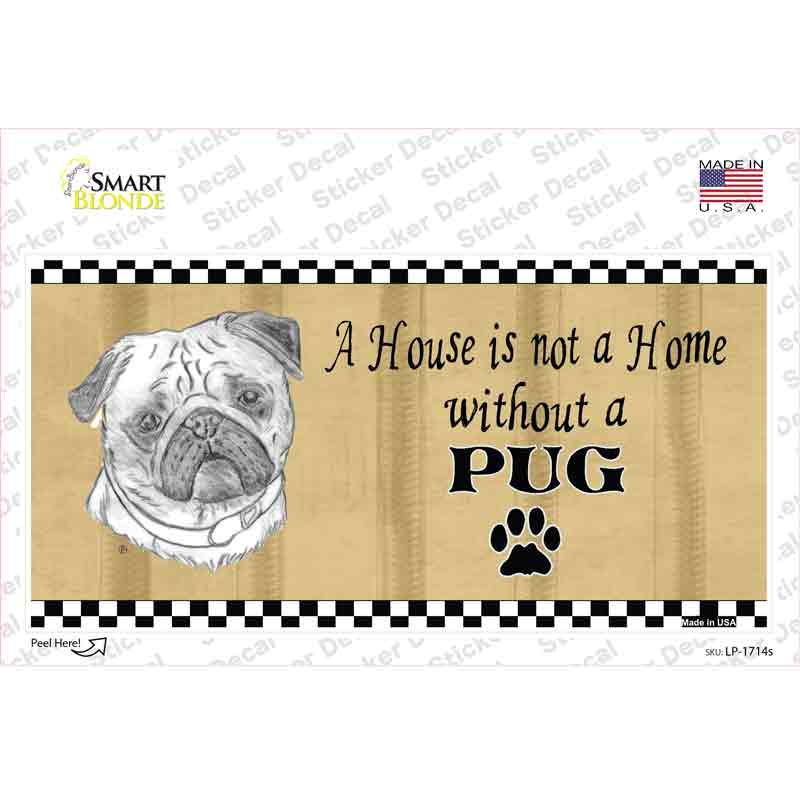 Pencil Sketch Pug Novelty Sticker Decal