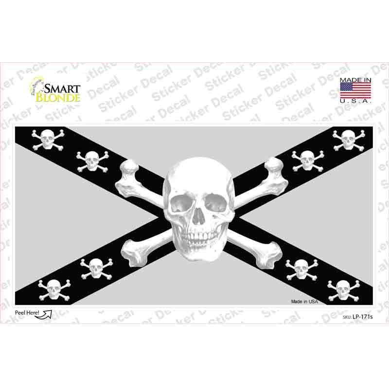 Skull Black & Silver Novelty Sticker Decal