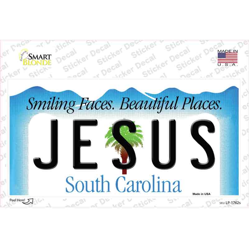 Jesus South Carolina Background Novelty Sticker Decal