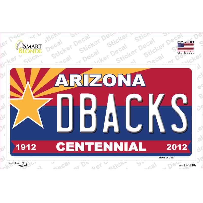 Arizona Centennial Dbacks Novelty Sticker Decal