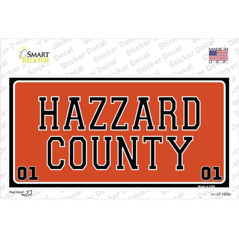 Hazard County Novelty Sticker Decal
