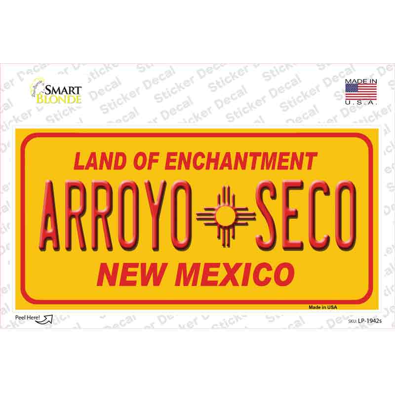 Arroyo Seco Yellow New Mexico Novelty Sticker Decal