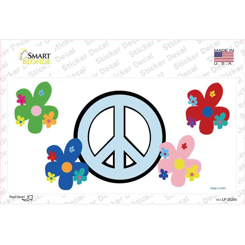 Peace Sign and Flowers Novelty Sticker Decal
