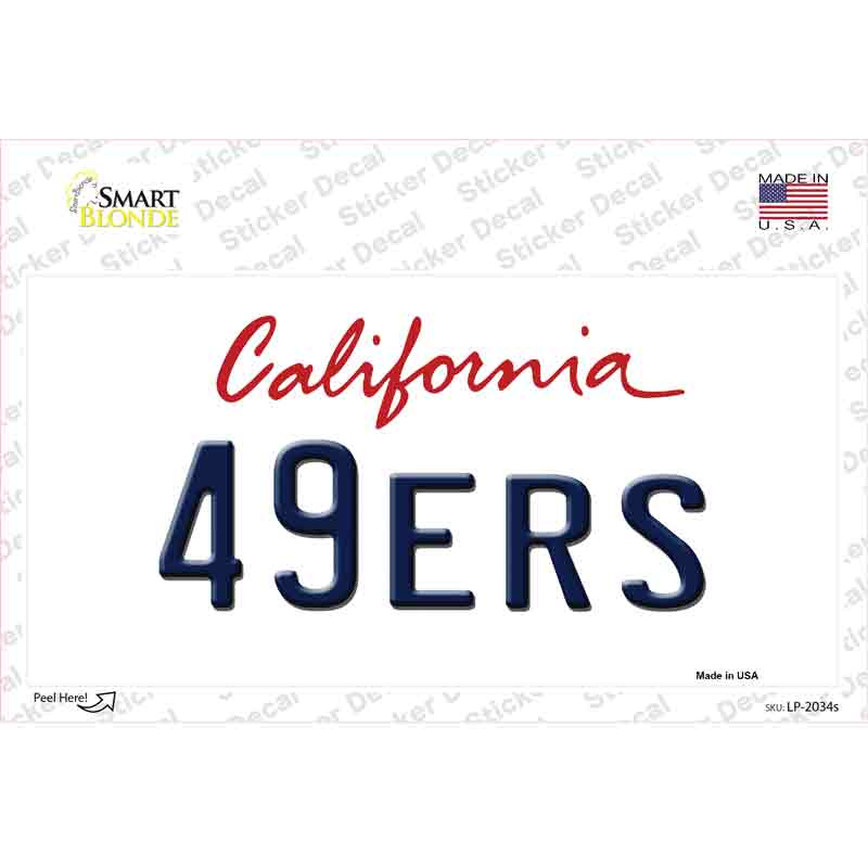 49ERS California State Novelty Sticker Decal