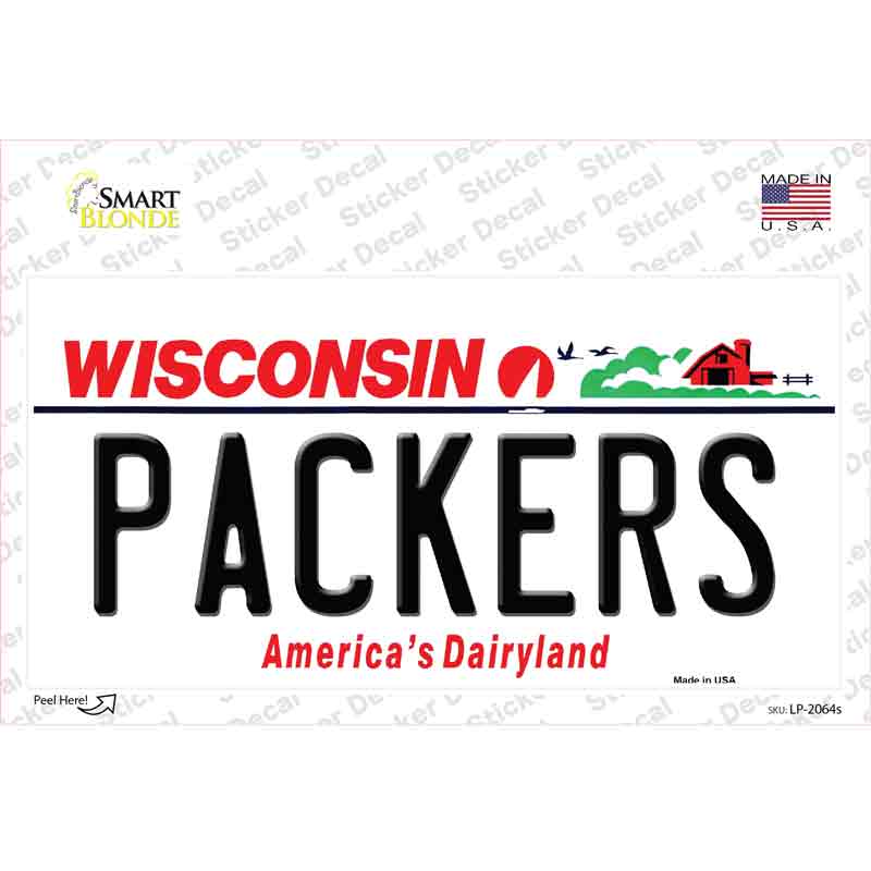 Packers Wisconsin State Novelty Sticker Decal