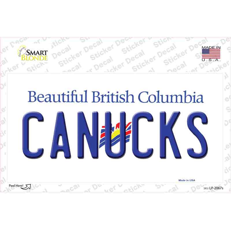Canucks British Columbia Canada Province Novelty Sticker Decal