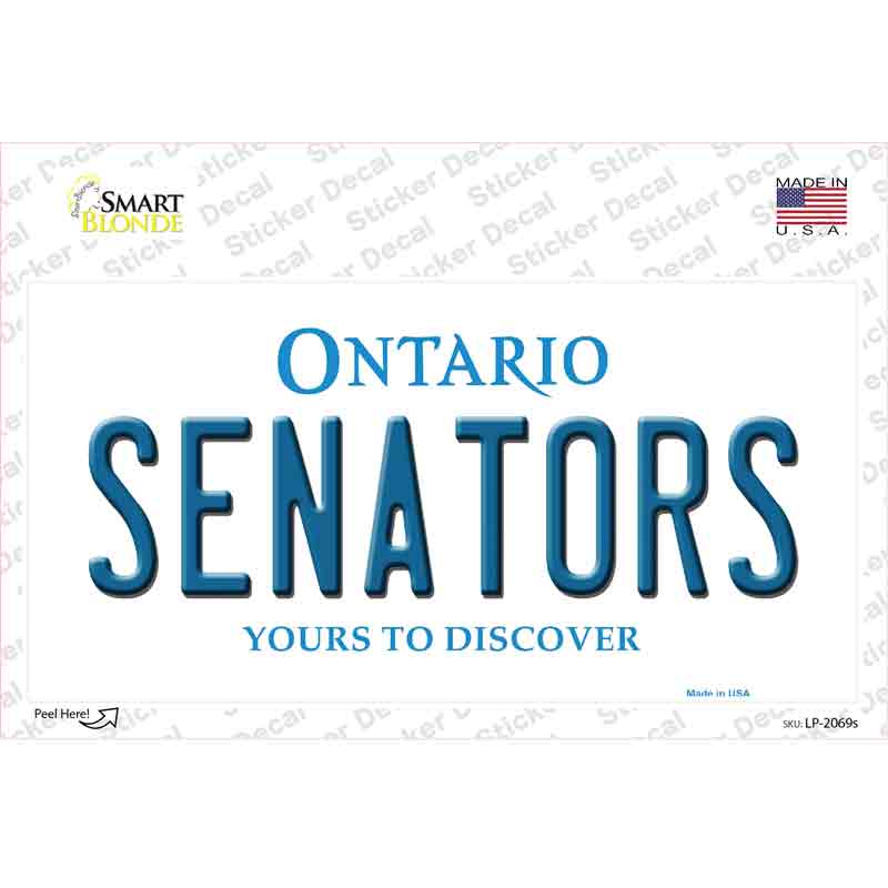 Senators Ontario Canada Province Novelty Sticker Decal