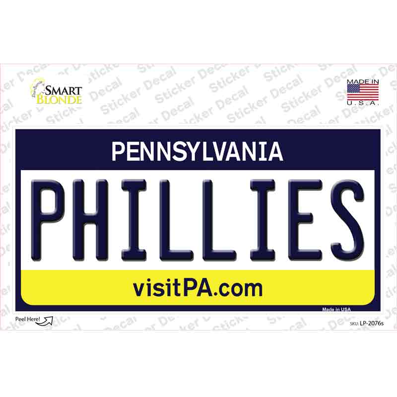 Phillies Pennsylvania State Novelty Sticker Decal