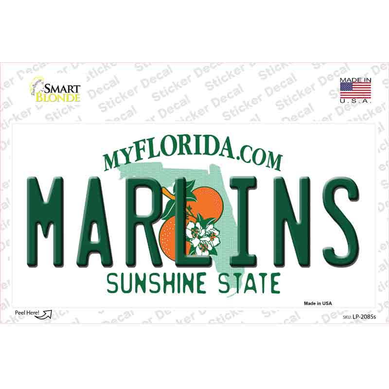 Marlins Florida State Novelty Sticker Decal