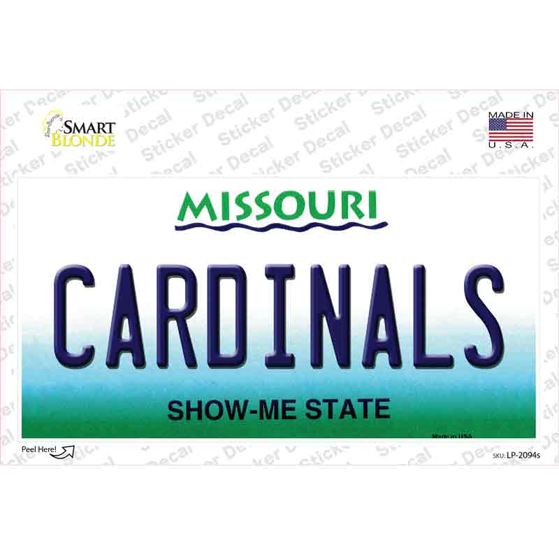 Cardinals Missouri State Novelty Sticker Decal