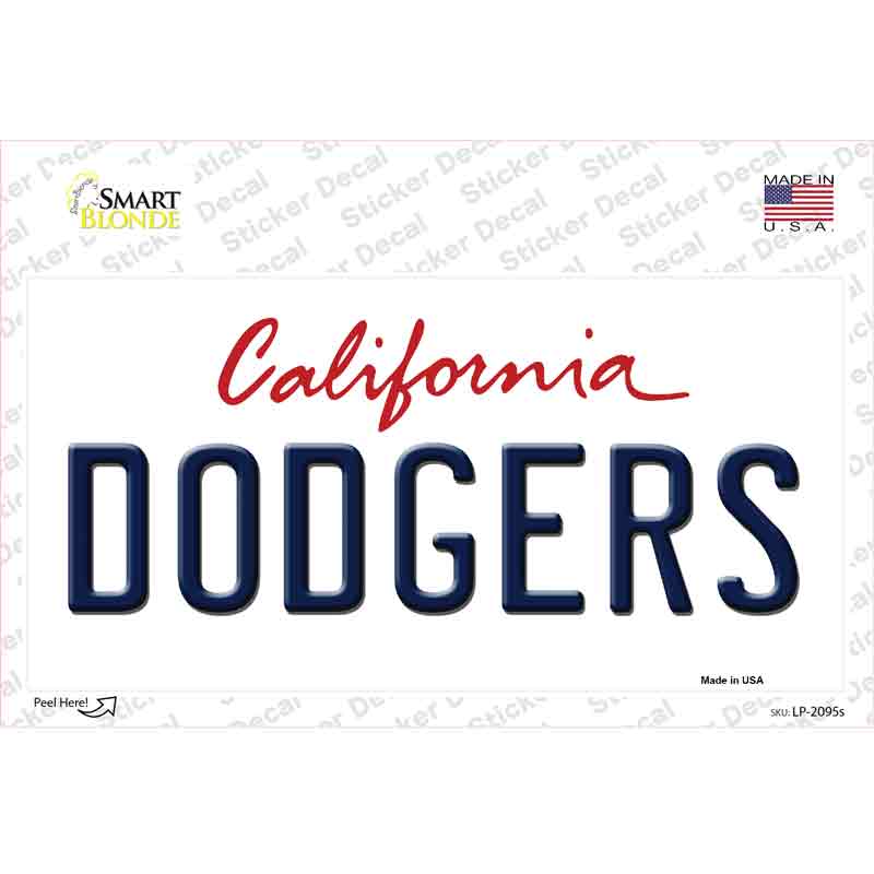 Dodgers California State Novelty Sticker Decal