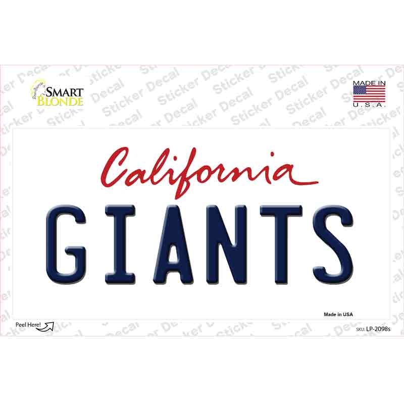 Giants California State Novelty Sticker Decal