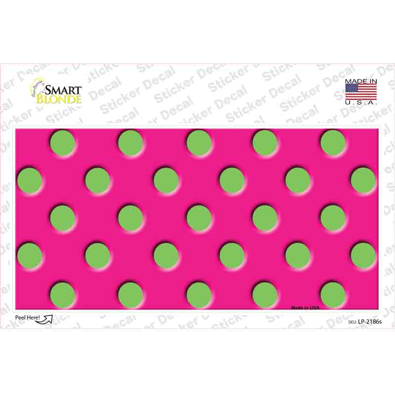 Lime Green Polka Dots Hot Pink Novelty Sticker Decal