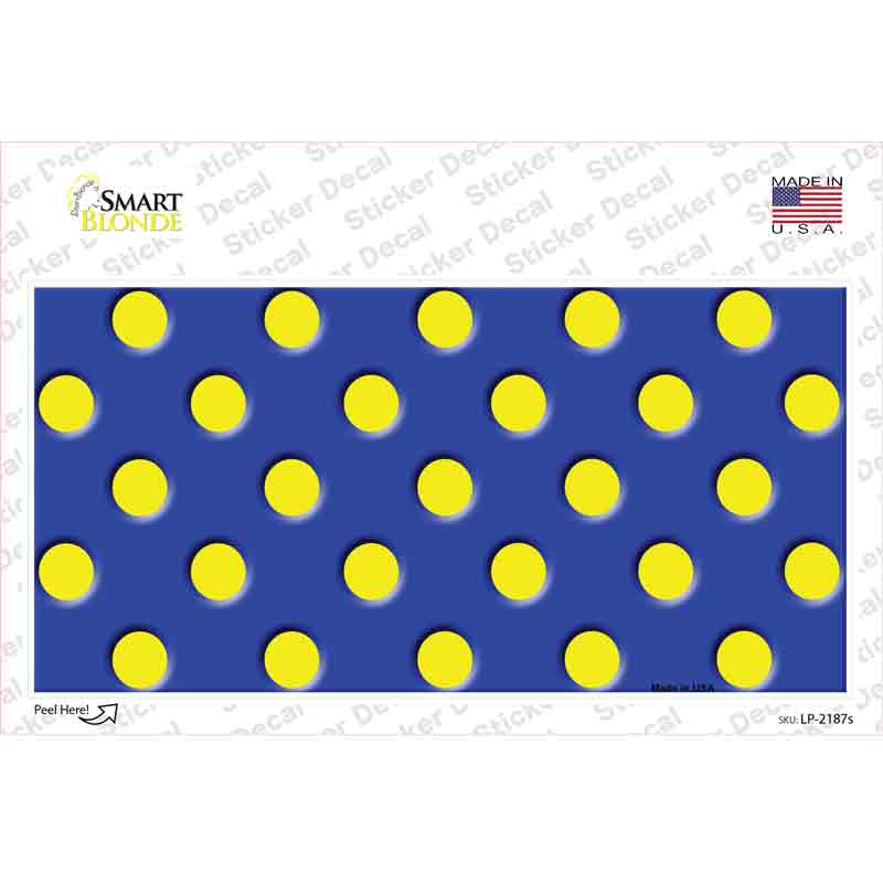 Yellow Polka Dots Royal Blue Novelty Sticker Decal