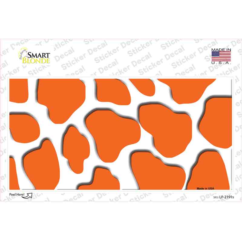 Orange White Giraffe Novelty Sticker Decal